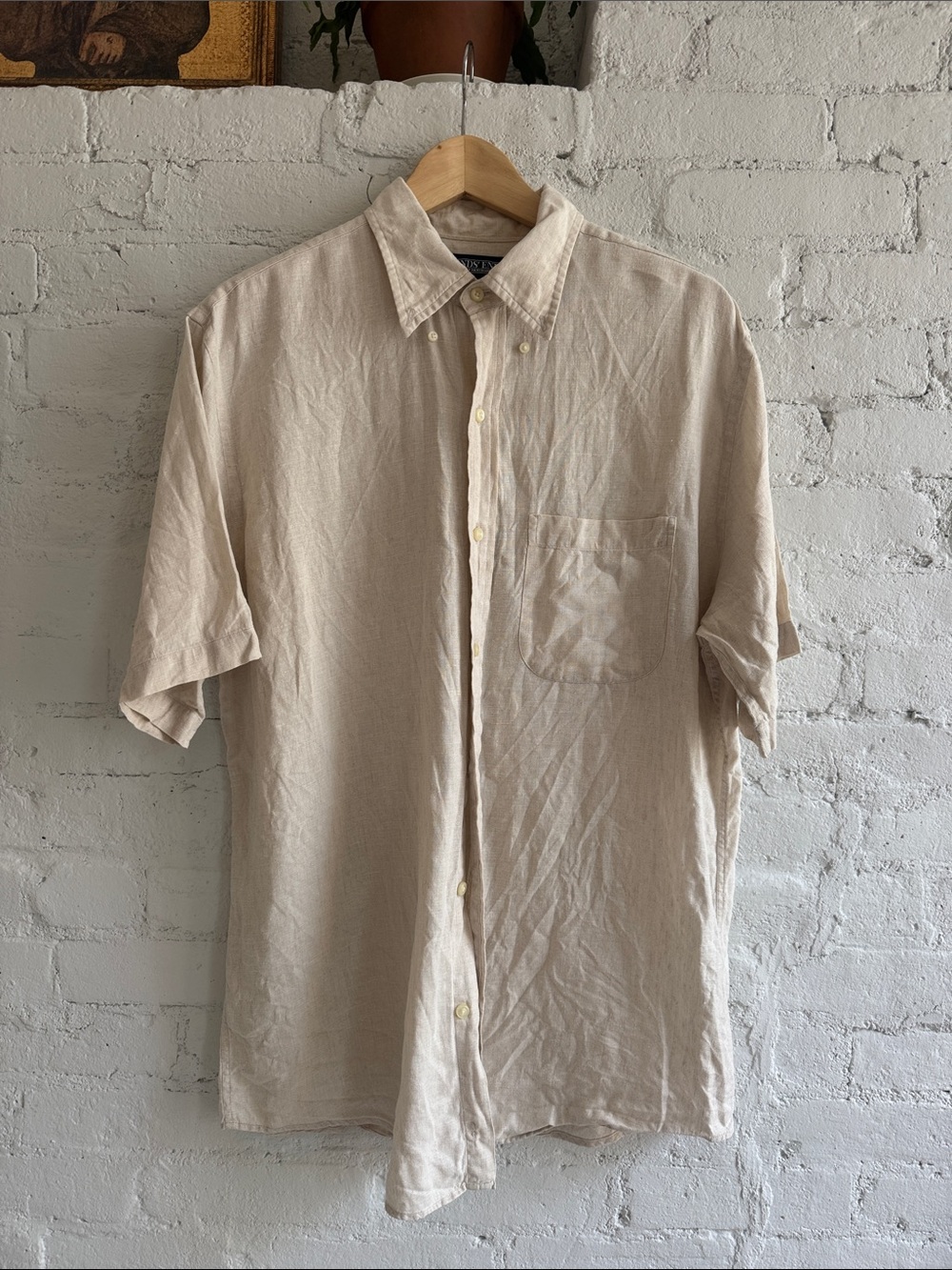 Vintage Lands’ End 100% Linen Button Down in Oat, size M